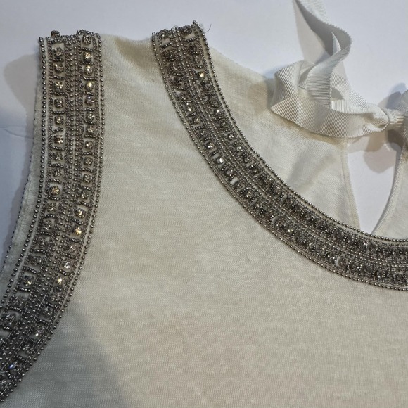 Generation Love Shirt Womens Large White‎ Sleeveless Embellished Beaded Top Chic - Picture 5 of 5